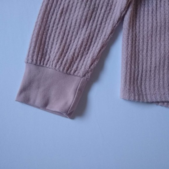 Project Social T Light Pink Long Sleeve Waffle Knit Shirt sz L - Picture 3 of 5